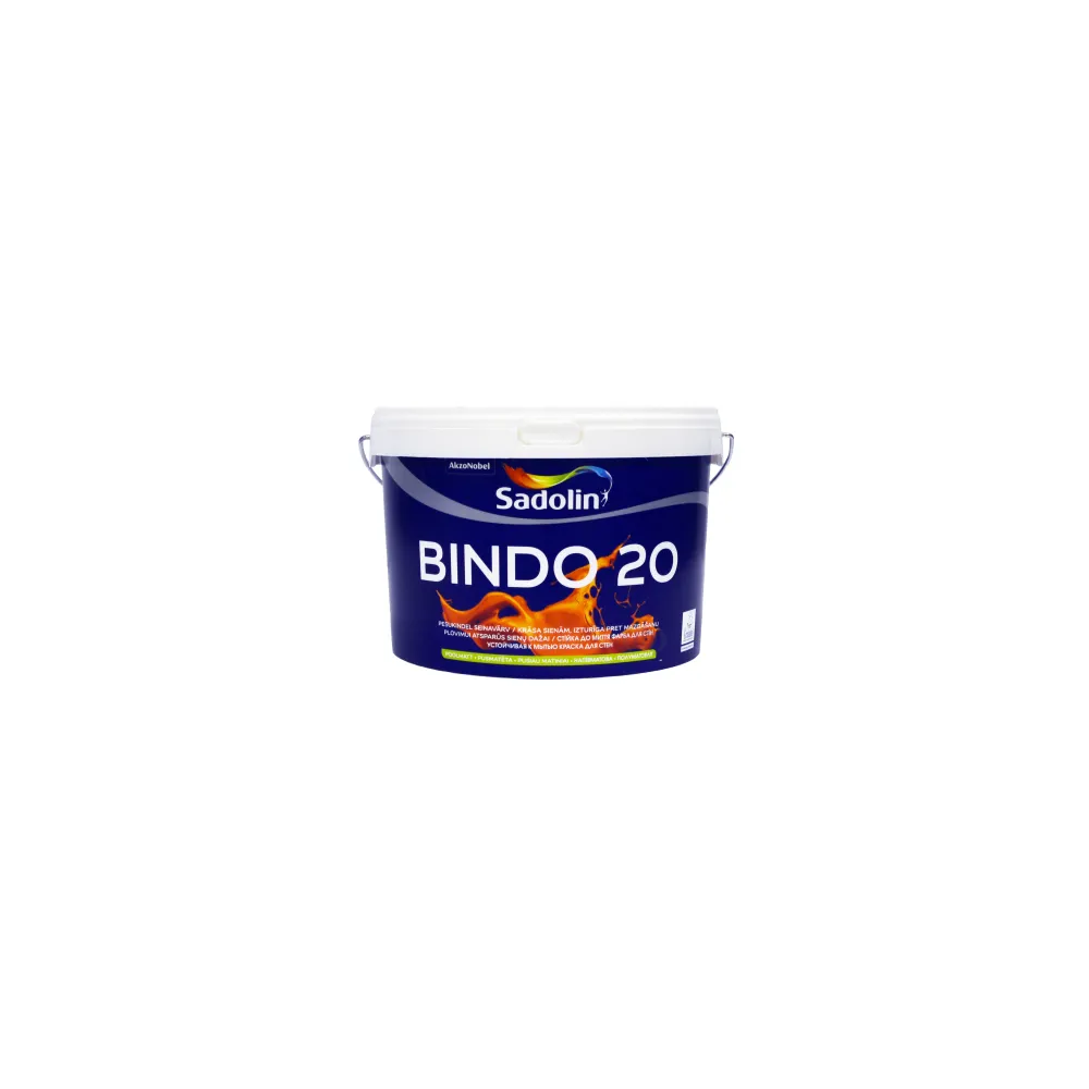 Краска для стен, стойкая к мытью SADOLIN Bindo 20 полуматовая, 