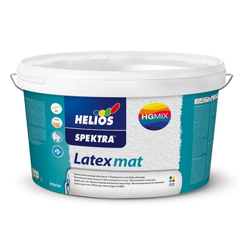 Краска для стен стойкая к мытью HELIOS SPEKTRA Latex Matt матовая белая 2л 