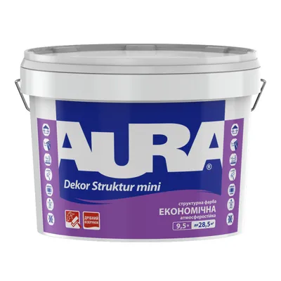 Мелкоструктурная краска AURA Dekor Struktur MINI акриловая белая 9,5л