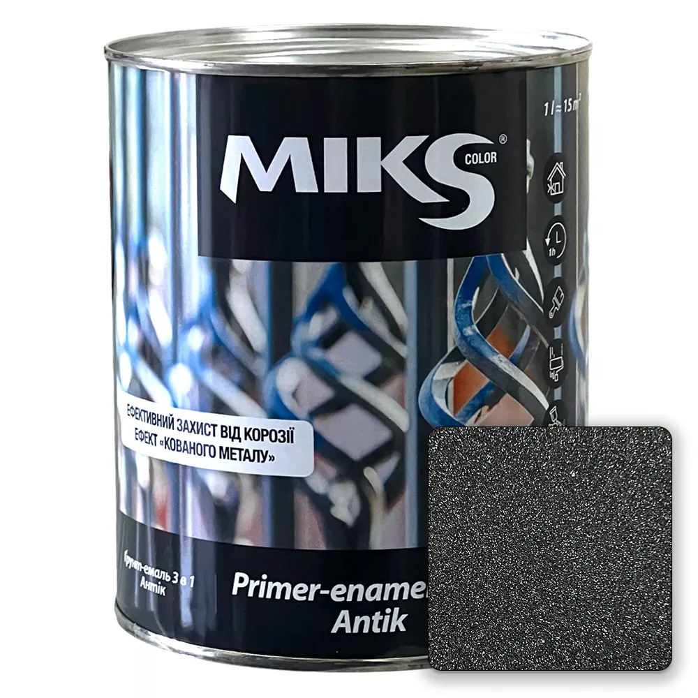 Грунт-эмаль антикоррозионная MIKS 3 в 1 антик антрацит, 0,75л 