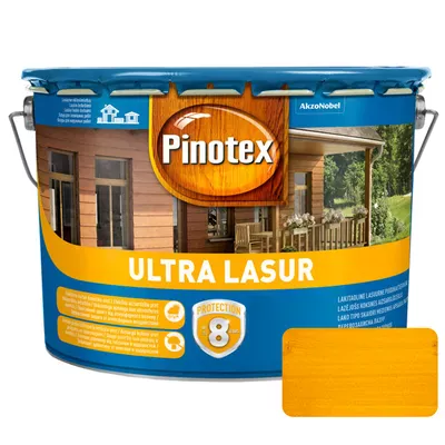 Краска-лазурь для древесины PINOTEX Ultra Lasur защитная полуматовая алкидная калужница 10л