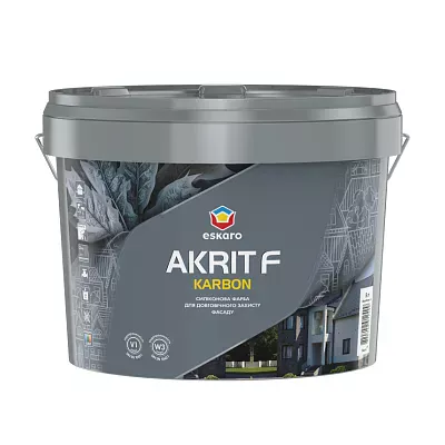 Фасадная краска силиконмодифицированная ESKARO Akrit F Karbon щелочестойкая белая 9л