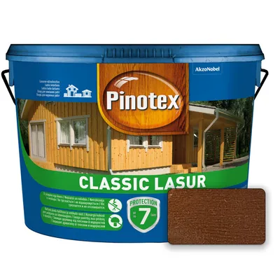 Лазурь для древесины тонкослойная PINOTEX Classic Lasur матовая тик 10л