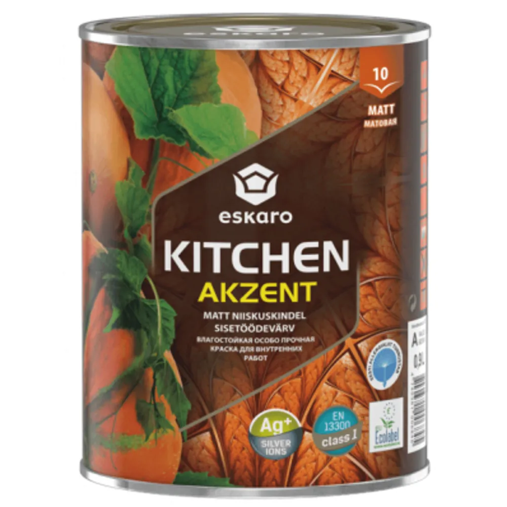 Краска для стен кухни ESKARO Akzent KITCHEN матовая белая 0,9л 