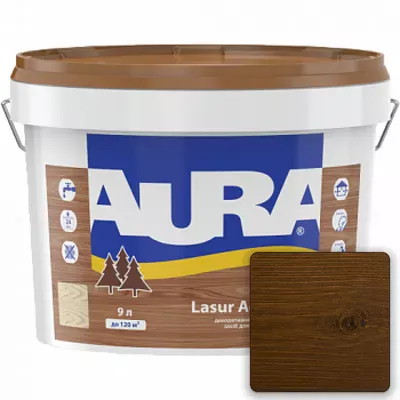 Лазурь для дерева AURA Lasur Aqua акриловая полуматовая орех 9л