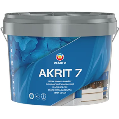 Краска для стен ESKARO Akrit 7 шелковисто-матовая белая 9,5л