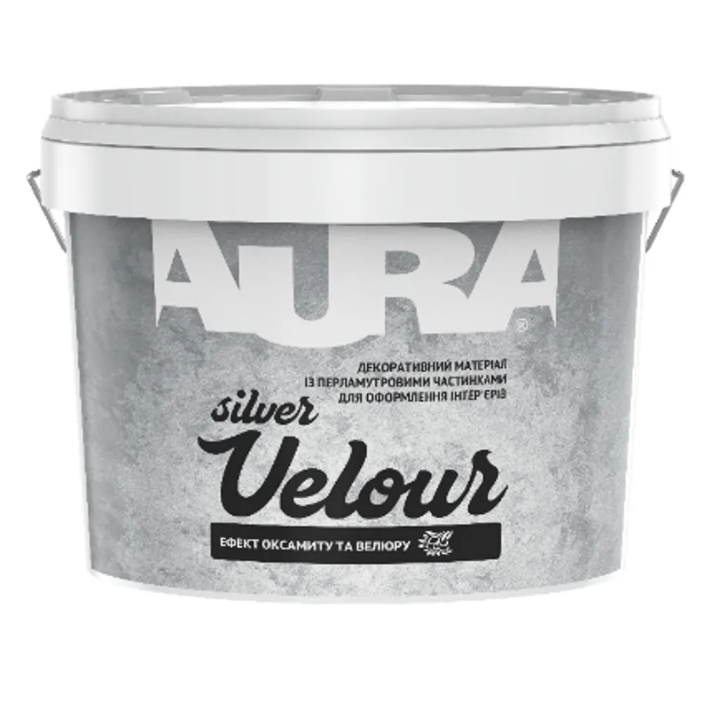 Декоративная перламутровая штукатурка AURA Velour Silver с бархатным эффектом 1л 