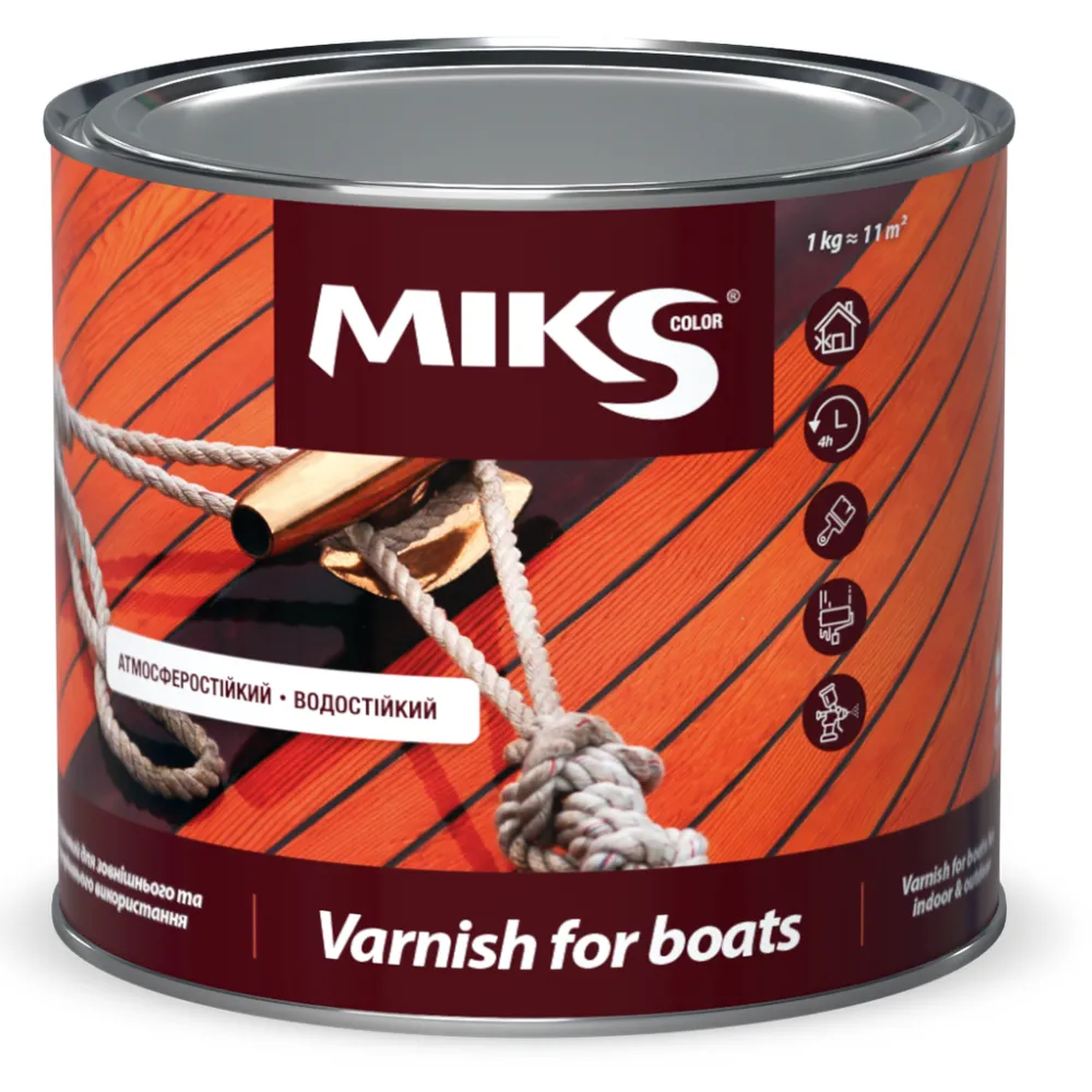 Яхтовий лак уретановий MIKS Color глянцевий 0,8кг 