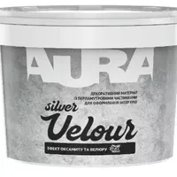 Декоративная перламутровая штукатурка AURA Velour Silver с бархатным эффектом 1л 