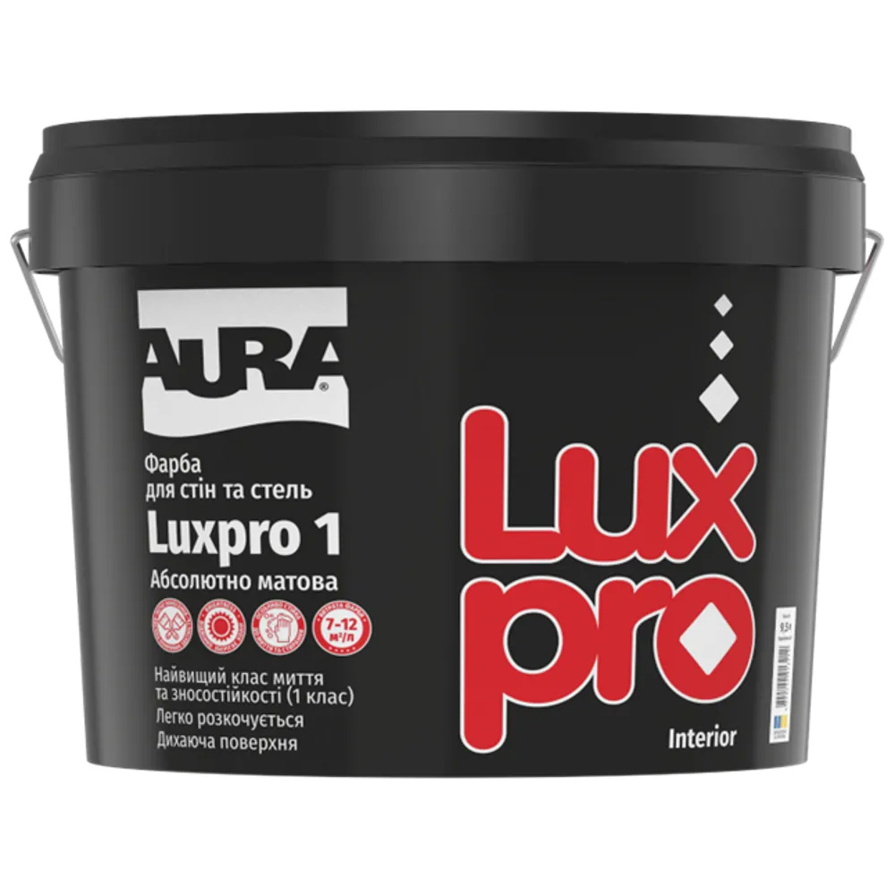 Фарба що миється для стін AURA Luxpro 1 глибокоматова TR (прозора база) 0,9л 