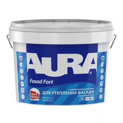 Краска фасадная силиконмодифицированная AURA Fasad Fort белая 10л